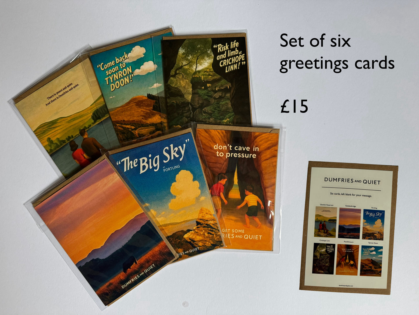 Set of six greetings cards
