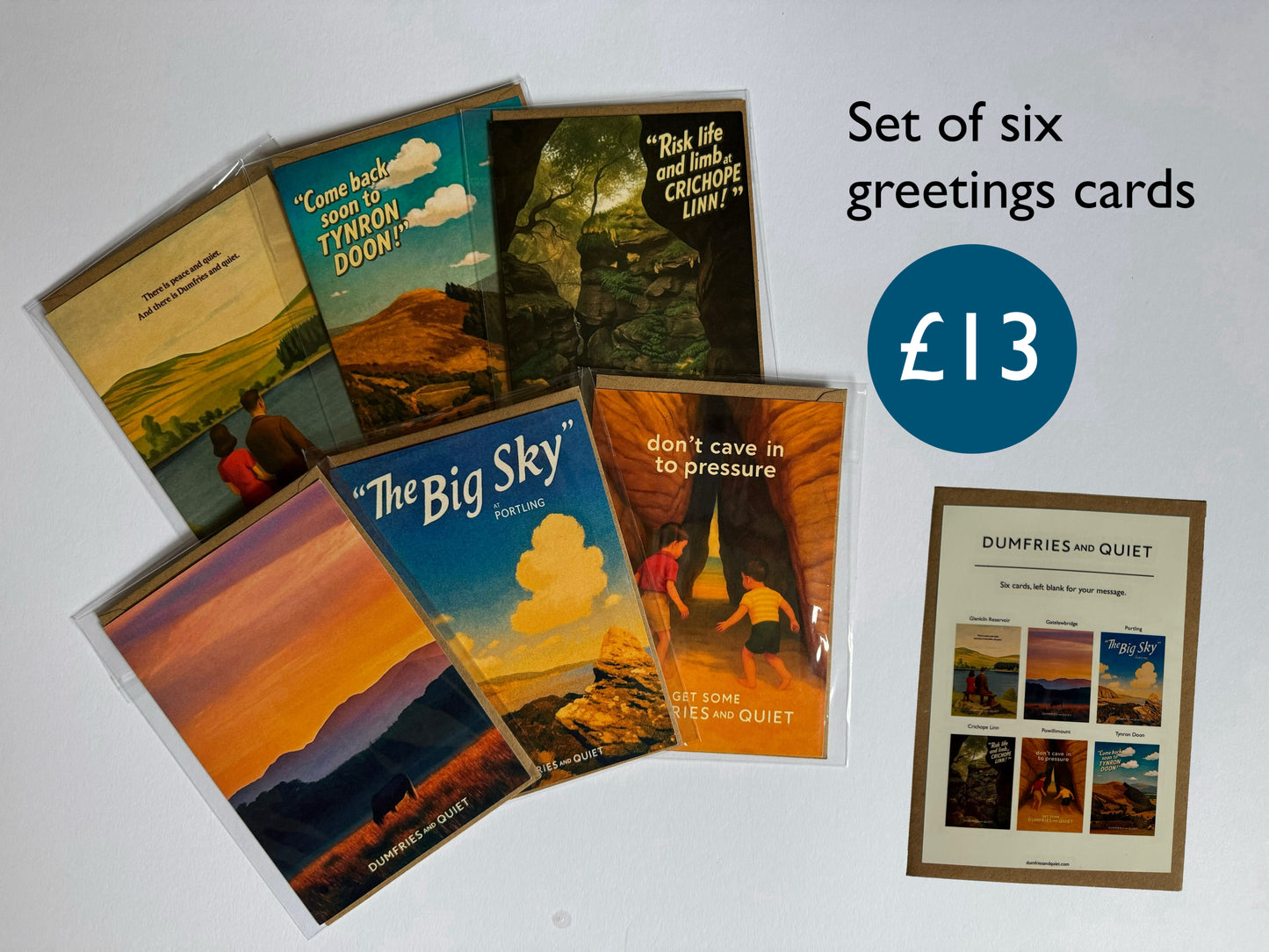 Set of six greetings cards