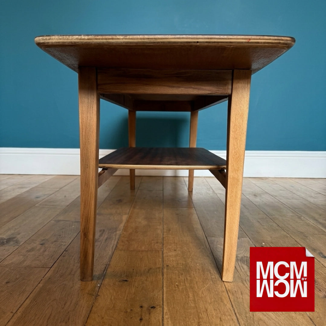 Mid-century Surfboard-style Formica-topped Teak Coffee Table